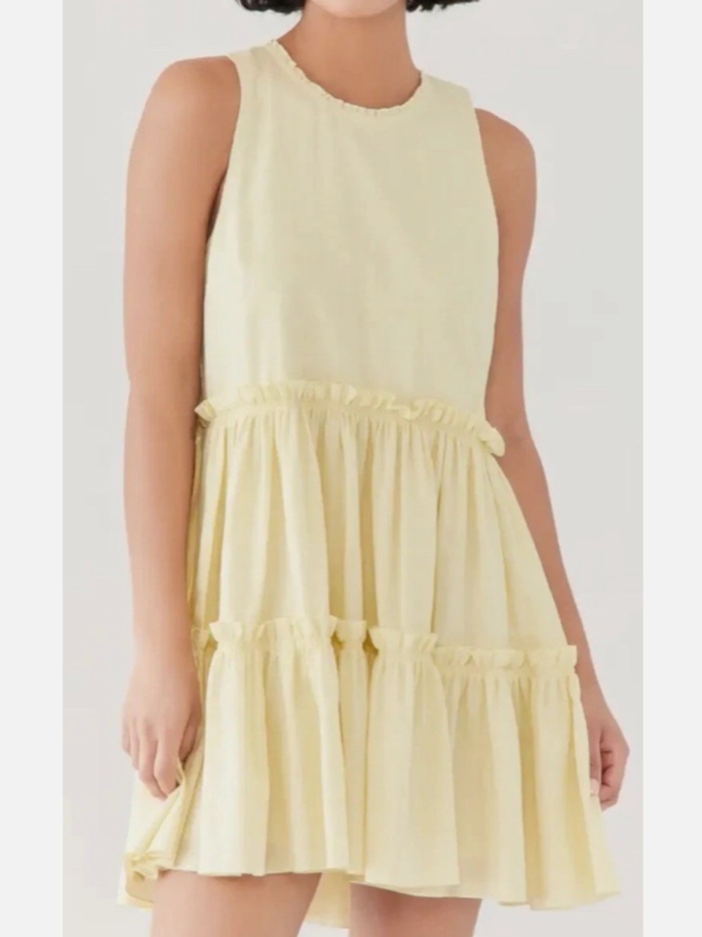 Cinq a Sept Tiered Cotton Yellow Dress